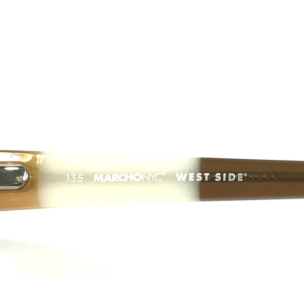 Marchon NYC Petite Eyeglasses Frames PLAZA 210 Brown White Half Rim 50-17-135